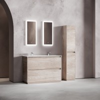 Мебель для ванной комнаты Sancos Libra Floor 120 дуб галифакс натуральный, двойная белая раковина CN7004