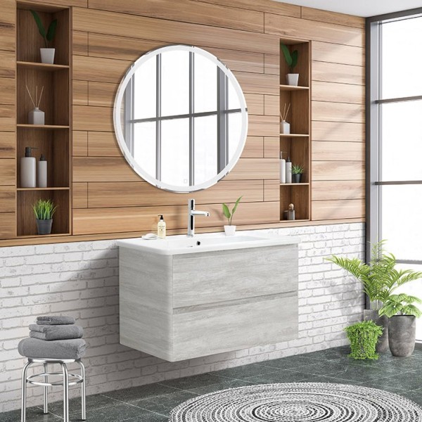 Мебель для ванной комнаты BelBagno Albano-Cer 80 подвесная, rovere vintage bianco