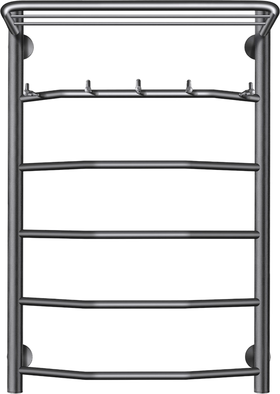 Полотенцесушитель водяной Secado Агата 1 KСП 80x55 см, графит, лесенка, с полкой