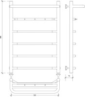 Полотенцесушитель водяной Secado Агата 1 KСП 80x55 см, графит, лесенка, с полкой