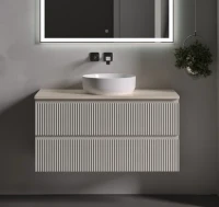 Тумба под раковину со столешницей Sancos Snob R 100 beige soft, столешница бежевая