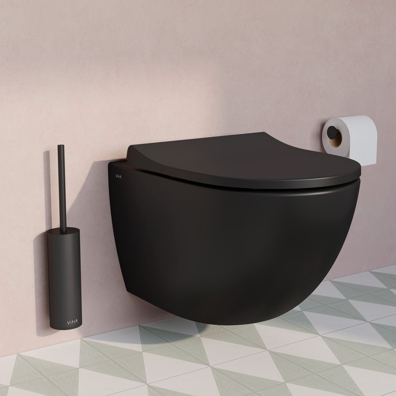 Унитаз подвесной VitrA Sento безободковый, с микролифтом, черный