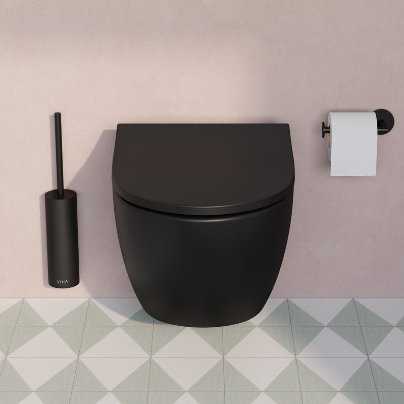 Унитаз подвесной VitrA Sento безободковый, с микролифтом, черный