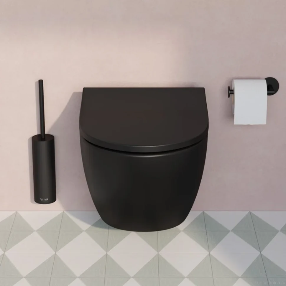 Унитаз подвесной VitrA Sento безободковый, с микролифтом, черный