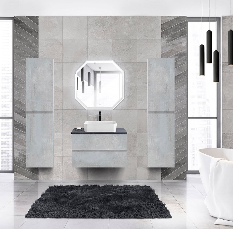 Тумба с раковиной Cezares Molveno 46 80 beton, со столешницей