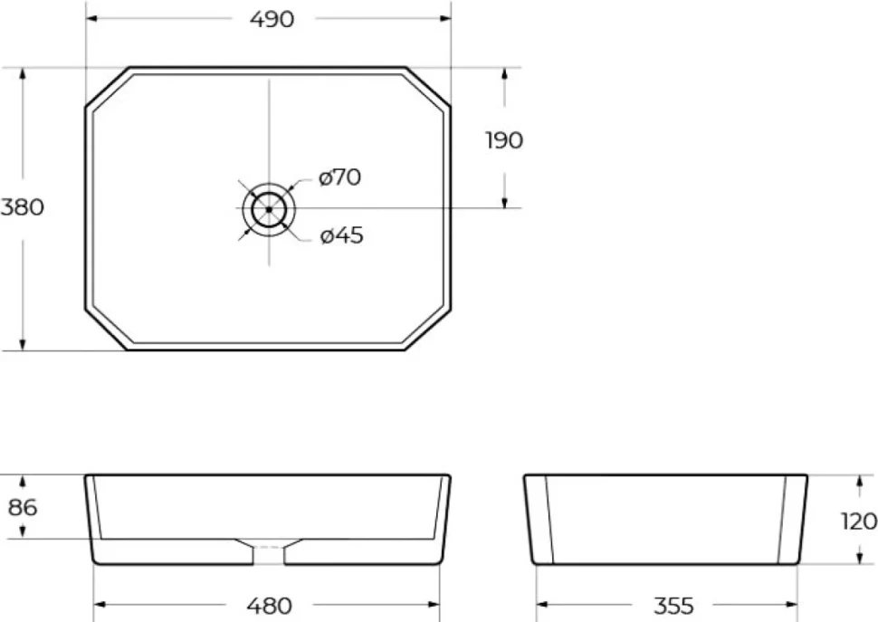 Тумба с раковиной Cezares Molveno 46 80 beton, со столешницей