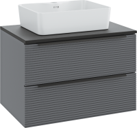 Тумба с раковиной Runo Орлеан 70 серая, черная, раковина Lavello 50