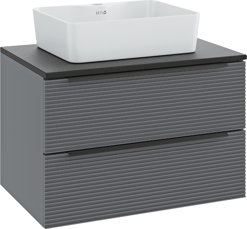 Тумба с раковиной Runo Орлеан 70 серая, черная, раковина Lavello 50