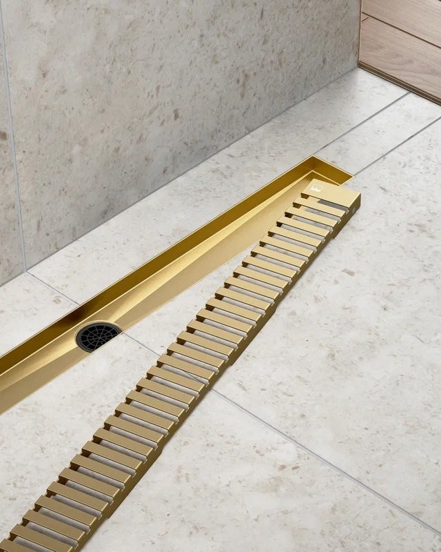 Душевой трап (лоток) Timo Drain Systems DS230109/17 900 вставка lines, золото матовое