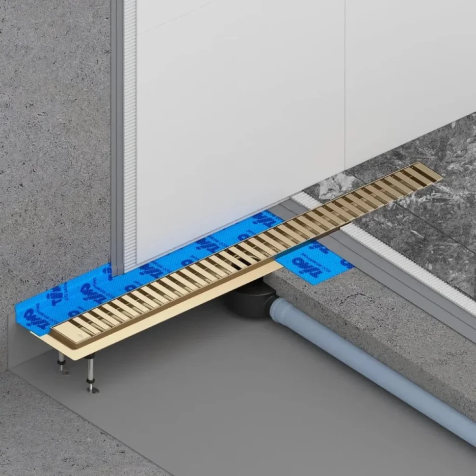 Душевой трап (лоток) Timo Drain Systems DS230109/17 900 вставка lines, золото матовое