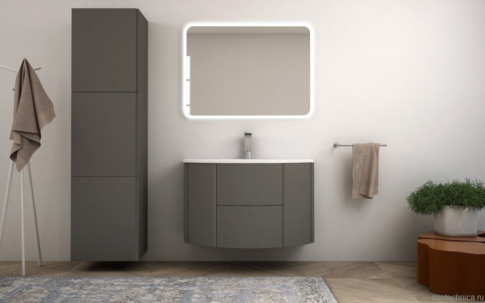 Тумба с раковиной Cezares Eden 91 grigio talpa opaco, раковина 50177