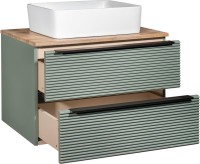 Тумба с раковиной Runo Орлеан 70 зеленая, дуб натуральный, раковина Tre 50