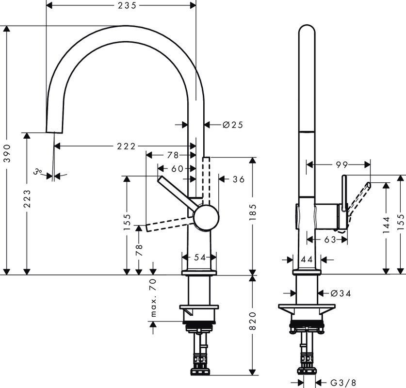 Смеситель для кухни Hansgrohe Talis M54 72804000 хром