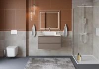 Тумба под раковину со столешницей BelBagno Kraft 90 подвесная, матовая бежевая, столешница kep-90-mco
