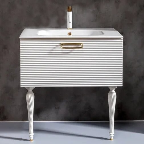 Тумба с раковиной Armadi Art Vallessi Avangarde Linea, 80 белая, с раковиной-столешницей