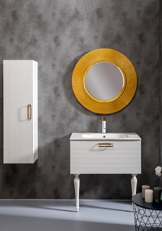 Тумба с раковиной Armadi Art Vallessi Avangarde Linea, 80 белая, с раковиной-столешницей