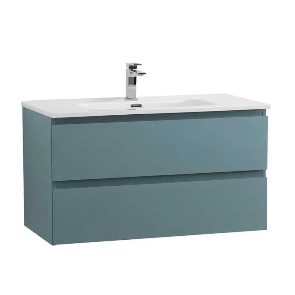 Тумба с раковиной BelBagno Kraft 80 подвесная, матовая голубая, раковина bb800etl