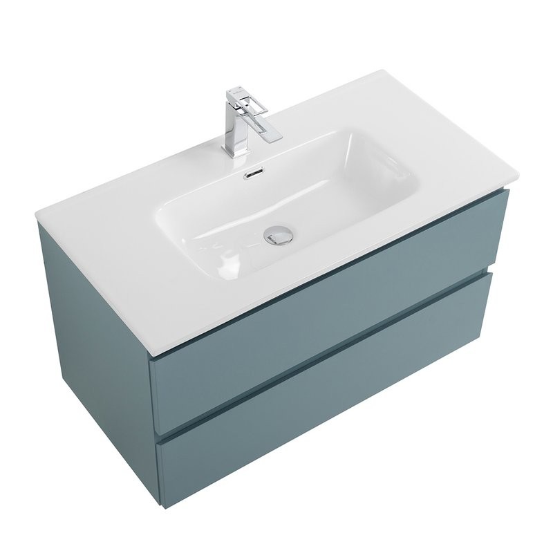 Тумба с раковиной BelBagno Kraft 80 подвесная, матовая голубая, раковина bb800etl