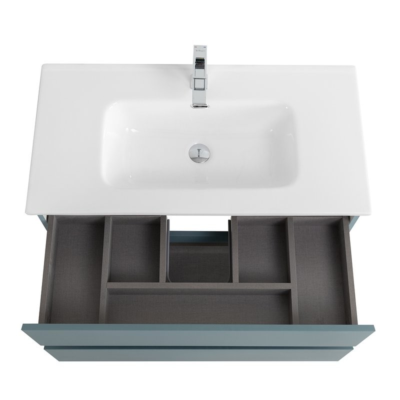 Тумба с раковиной BelBagno Kraft 80 подвесная, матовая голубая, раковина bb800etl