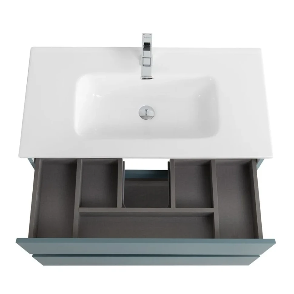 Тумба с раковиной BelBagno Kraft 80 подвесная, матовая голубая, раковина bb800etl