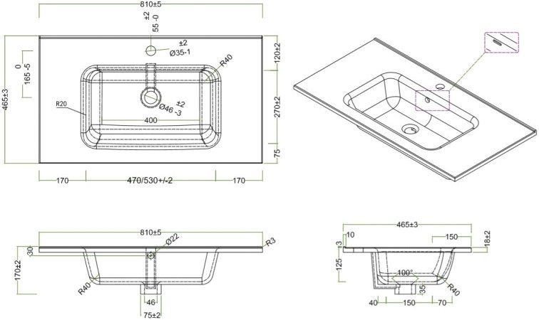 Тумба с раковиной BelBagno Kraft 80 подвесная, матовая голубая, раковина bb800etl