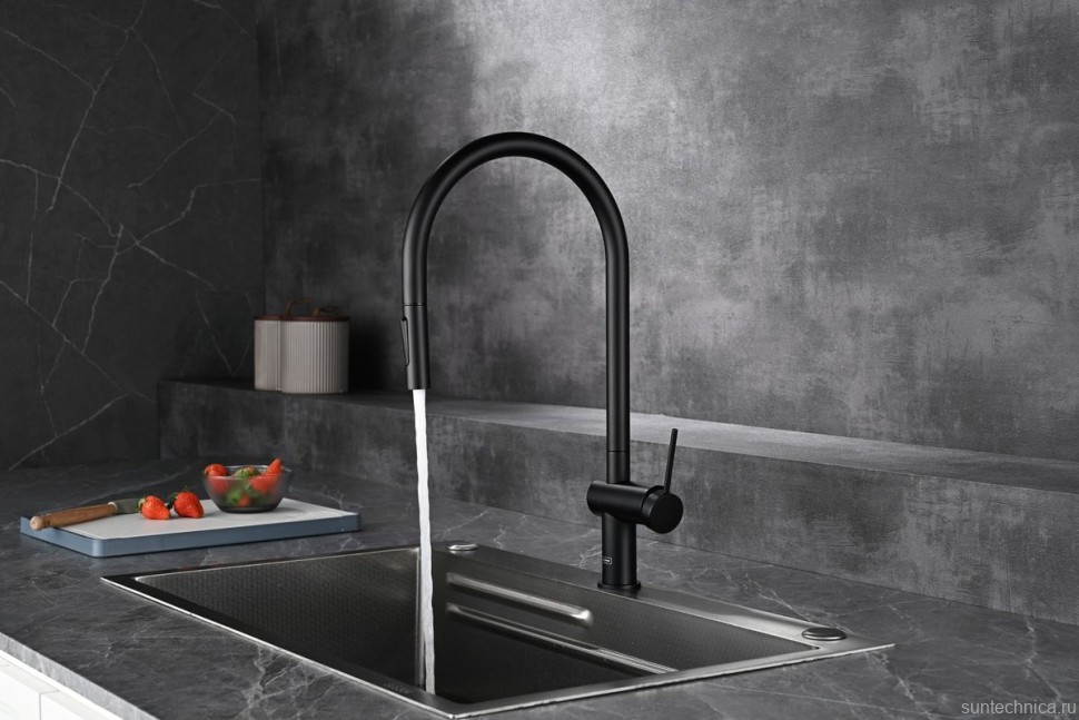 Смеситель для кухни AQUAme Cucina с выдвижным изливом AQM9901MB