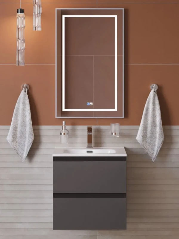 Мебель для ванной комнаты BelBagno Kraft 39 50 подвесная, матовая темно-серая, раковина bb500/390etl