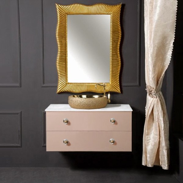 Мебель для ванной комнаты Armadi Art NeoArt 100 капучино с ручками Flora золото