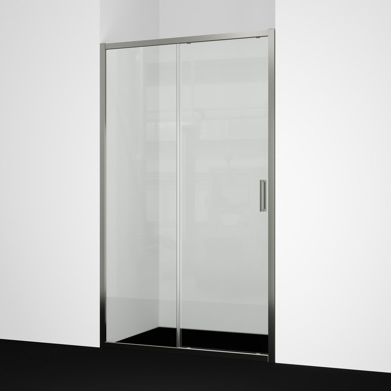 Душевая дверь в нишу Wasserkraft Tauber 64S 110 см, профиль никель, стекло прозрачное