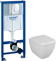 Комплект Унитаз подвесной VitrA Shift 7742B003-0075 белый глянцевый + Крышка Integra Square 191-003-009 с микролифтом + Инсталляция Grohe Rapid SL 38721001 3 в 1 с кнопкой смыва