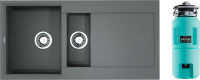 Комплект Мойка Omoikiri Sakaime 100-2-GR leningrad grey + Измельчитель Nagare slim 1250-AZ azur blue