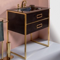 Тумба под раковину Armadi Art Monaco 80 черная, золото