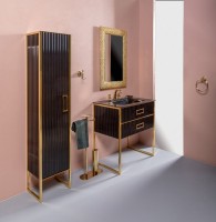 Тумба под раковину Armadi Art Monaco 80 черная, золото