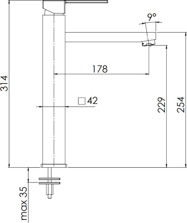 Смеситель для раковины Remer Qubika Q10L с донным клапаном