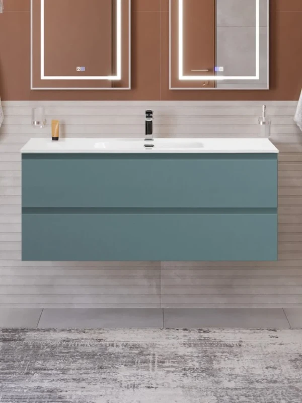Тумба с раковиной BelBagno Kraft 120 подвесная, матовая голубая, раковина bb1200etl