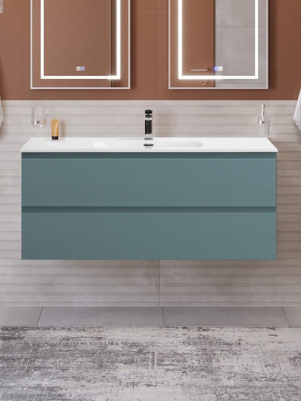 Тумба с раковиной BelBagno Kraft 120 подвесная, матовая голубая, раковина bb1200etl