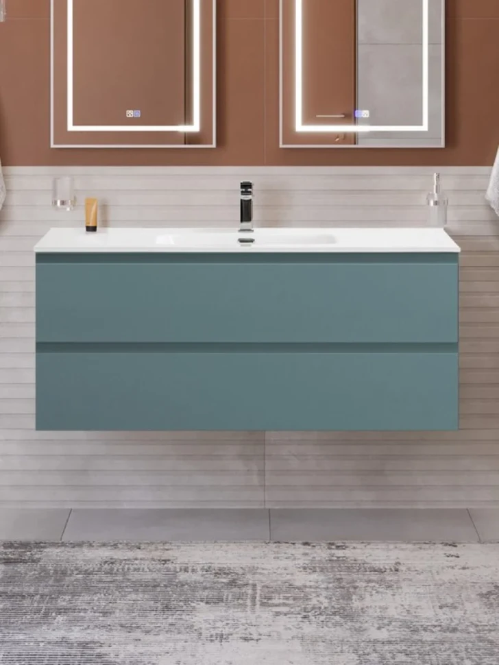 Тумба с раковиной BelBagno Kraft 120 подвесная, матовая голубая, раковина bb1200etl
