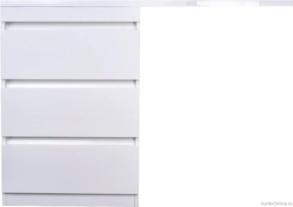 Тумба с раковиной Style Line Даллас 130 Люкс Plus напольная, белая, 3 ящика L