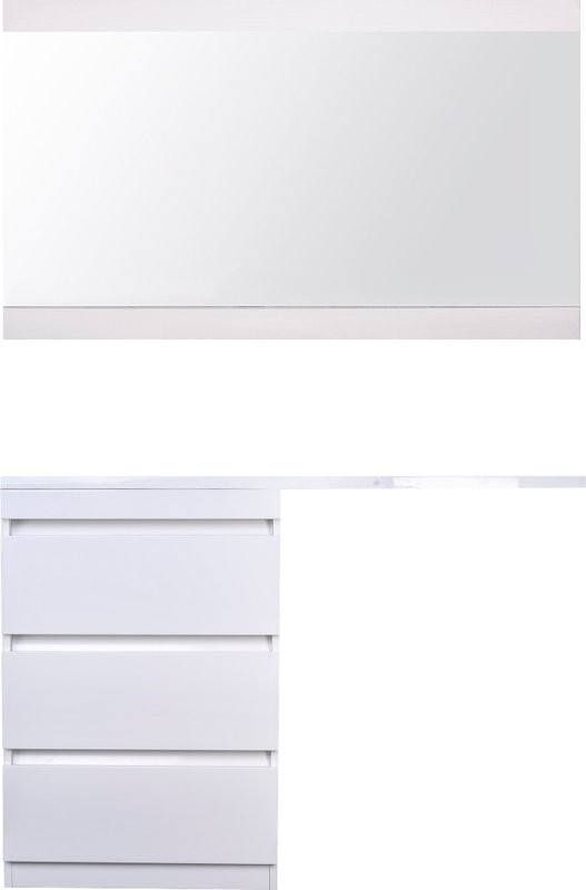 Тумба с раковиной Style Line Даллас 130 Люкс Plus напольная, белая, 3 ящика L