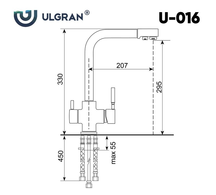 Смеситель для кухни Ulgran U-016 U-016-309 темно-серый