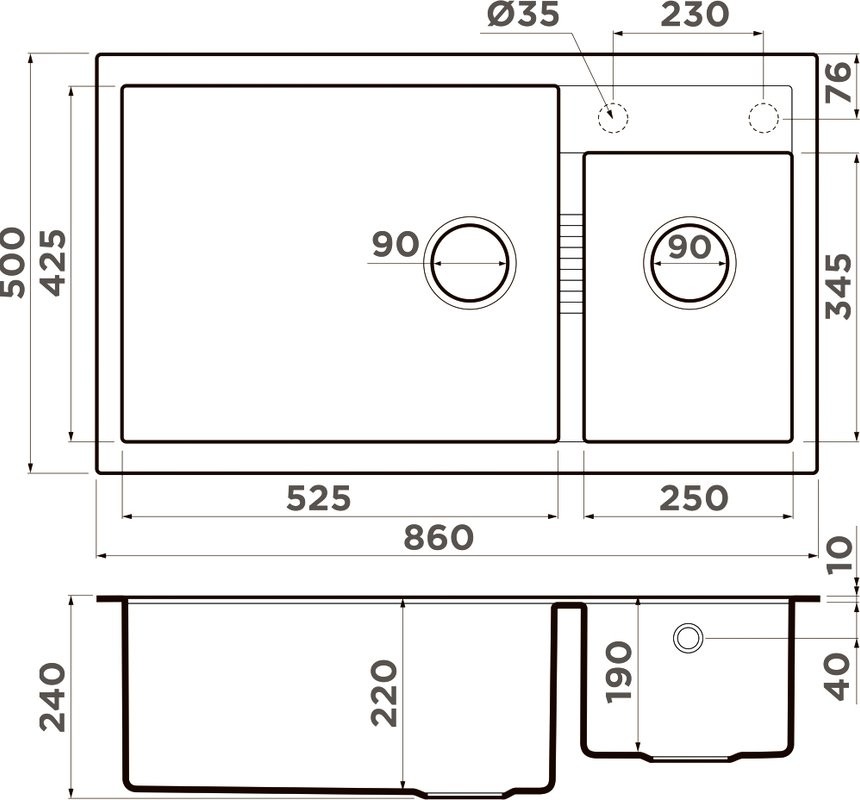 Комплект Мойка Omoikiri Tedori 86-2-LB-GR leningrad grey + Измельчитель Nagare 750