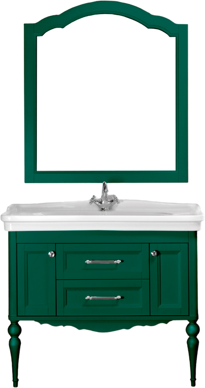 Мебель для ванной комнаты ValenHouse Эстетика 100, зеленая, подвесная, ручки хром, раковина Модерн