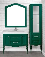 Мебель для ванной комнаты ValenHouse Эстетика 100, зеленая, подвесная, ручки хром, раковина Модерн