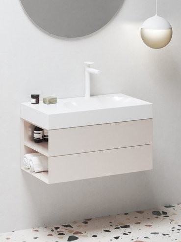 Тумба под раковину без столешницы Ravak Lite SD 80 L алебастровая розовая