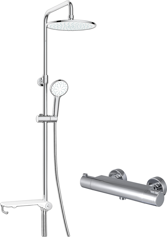 Душевая стойка Lemark LM8810C + Термостатический смеситель Lemark Yeti LM7833C для душа