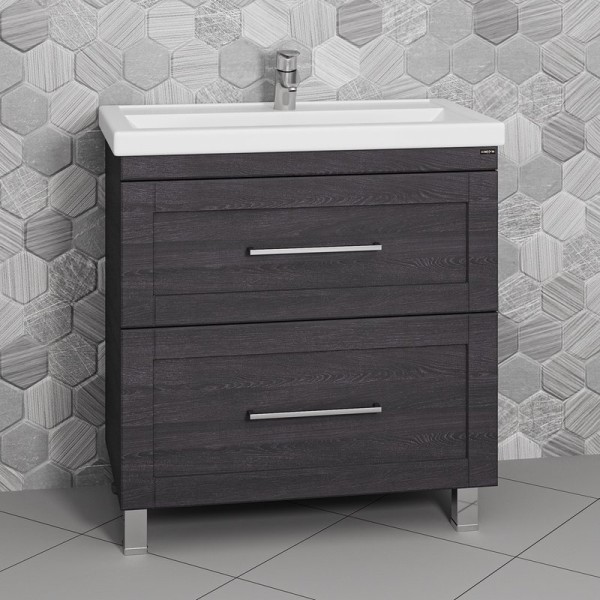 Тумба с раковиной СаНта Венера 80 напольная, дуб шале графит