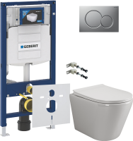 Комплект Унитаз подвесной Ceramicanova Highlight Rimless CN1804 с микролифтом, безободковый + Крепления Geberit Duofix 111.815.00.1 к стене + Звукоизоляция + Инсталляция UP 320 111.300.00.5 + Кнопка Sigma 01 115.770.JQ.5 лакированная, матовый хром