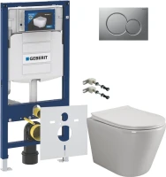 Комплект Унитаз подвесной Ceramicanova Highlight Rimless CN1804 с микролифтом, безободковый + Крепления Geberit Duofix 111.815.00.1 к стене + Звукоизоляция + Инсталляция UP 320 111.300.00.5 + Кнопка Sigma 01 115.770.JQ.5 лакированная, матовый хром