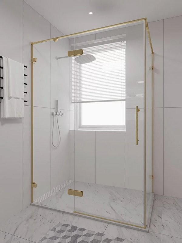 Душевой уголок Veconi Premium Alassio SP G 130х100, профиль брашированное золото, стекло прозрачное