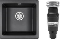 Комплект Мойка Paulmark Brilon PM104546-BL черный + Измельчитель Bone Crusher BC 910-SL-Slim Line